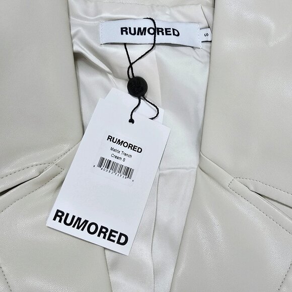NWT REVOLVE RUMORED - S Faux Leather Matrix Trench Coat In Cream - Picture 9 of 10